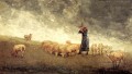 Pastora cuidando ovejas Pintor del realismo Winslow Homer